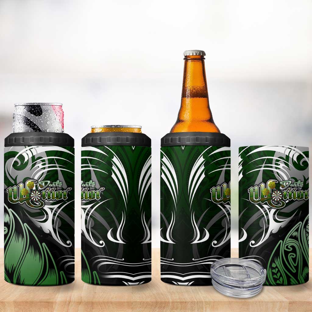 Warriors Maori Darts 4 in 1 Can Cooler Tumbler New Zealand Darts Silver Fern
