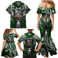 Personalised Warriors Maori Darts Family Matching Mermaid Dress and Hawaiian Shirt New Zealand Darts Silver Fern