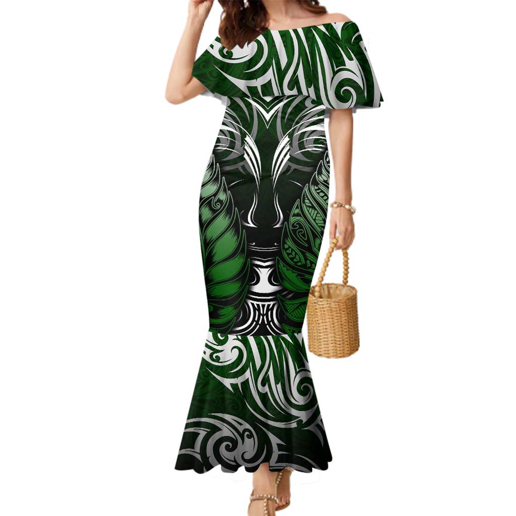 Personalised Warriors Maori Darts Family Matching Mermaid Dress and Hawaiian Shirt New Zealand Darts Silver Fern