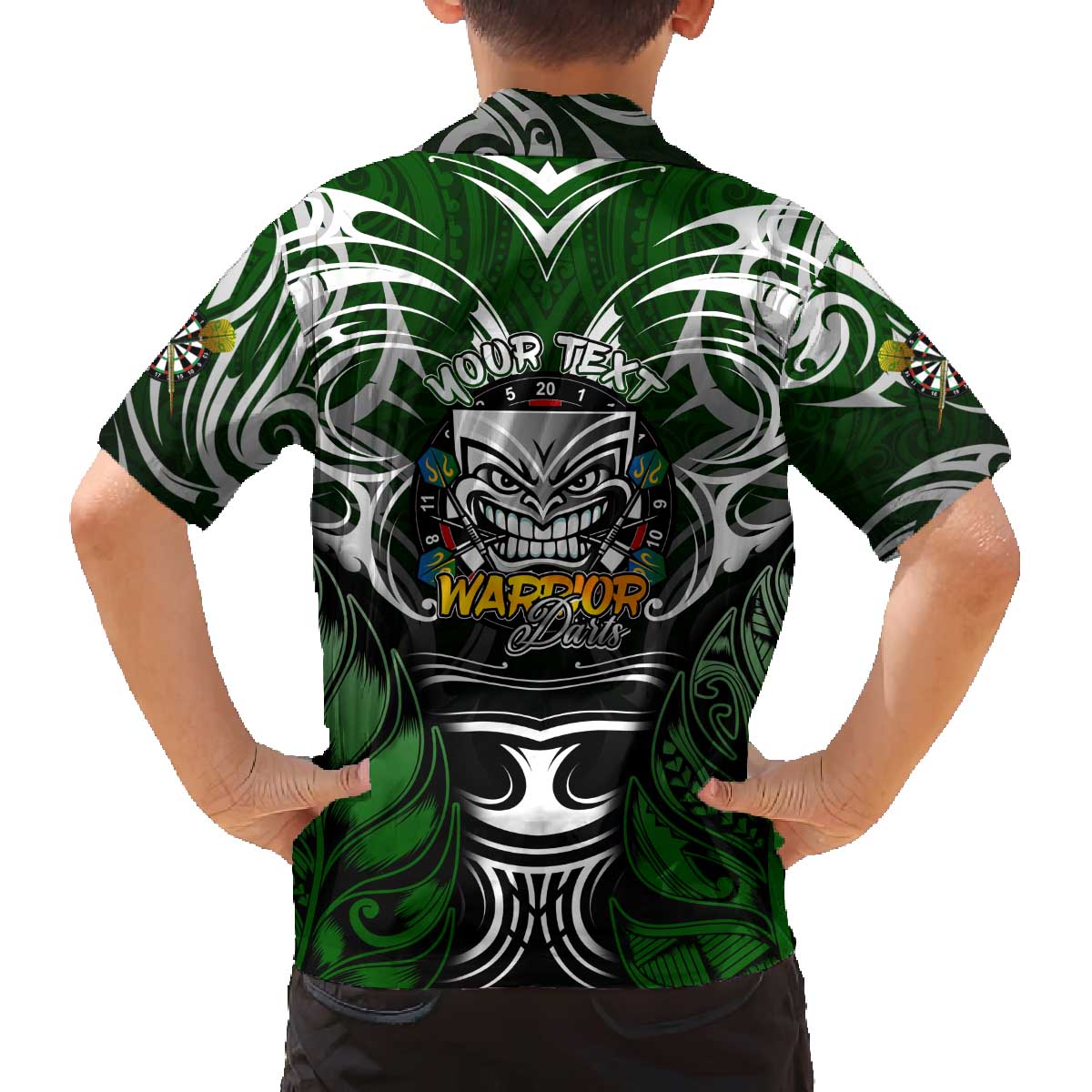 Personalised Warriors Maori Darts Family Matching Off The Shoulder Long Sleeve Dress and Hawaiian Shirt New Zealand Darts Silver Fern