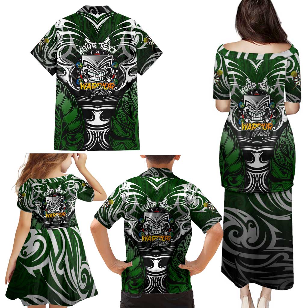 Personalised Warriors Maori Darts Family Matching Puletasi and Hawaiian Shirt New Zealand Darts Silver Fern DT02 - Polynesian Pride