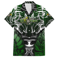 Personalised Warriors Maori Darts Family Matching Puletasi and Hawaiian Shirt New Zealand Darts Silver Fern DT02 Dad's Shirt - Short Sleeve Green - Polynesian Pride