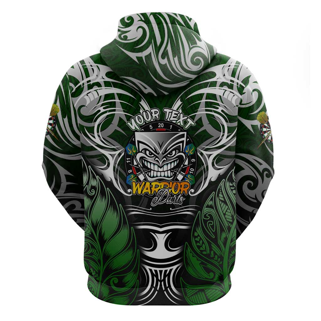 Personalised Warriors Maori Darts Hoodie New Zealand Darts Silver Fern