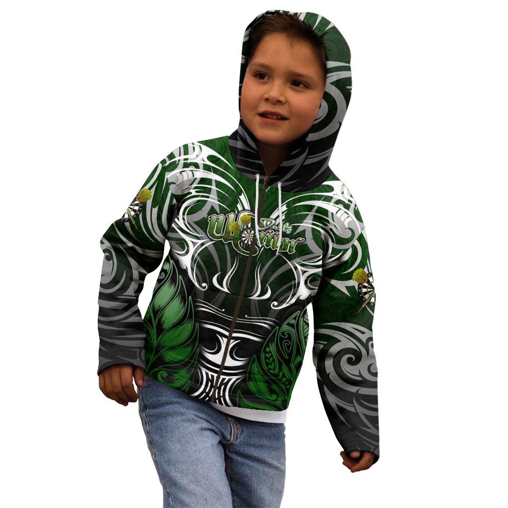 Personalised Warriors Maori Darts Kid Hoodie New Zealand Darts Silver Fern