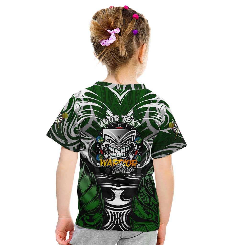 Personalised Warriors Maori Darts Kid T Shirt New Zealand Darts Silver Fern DT02 - Polynesian Pride