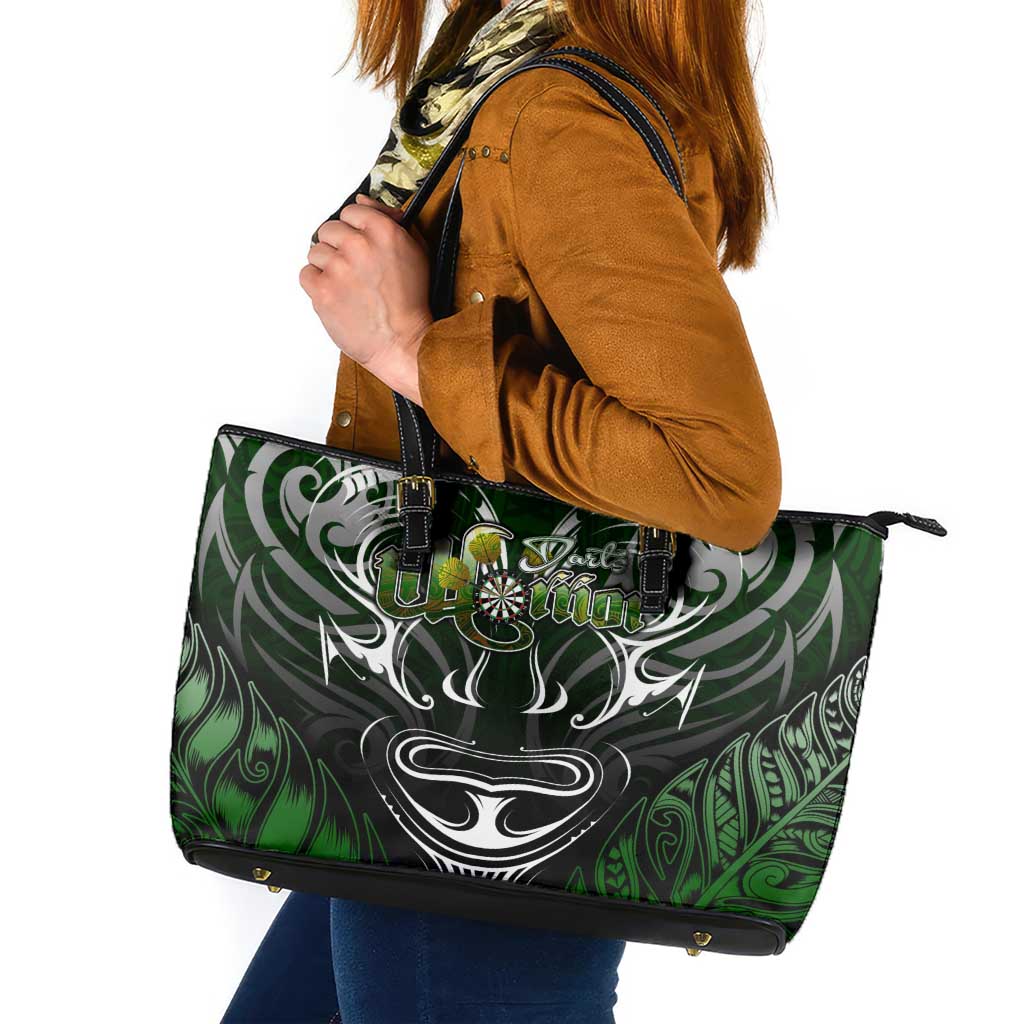 Warriors Maori Darts Leather Tote Bag New Zealand Darts Silver Fern