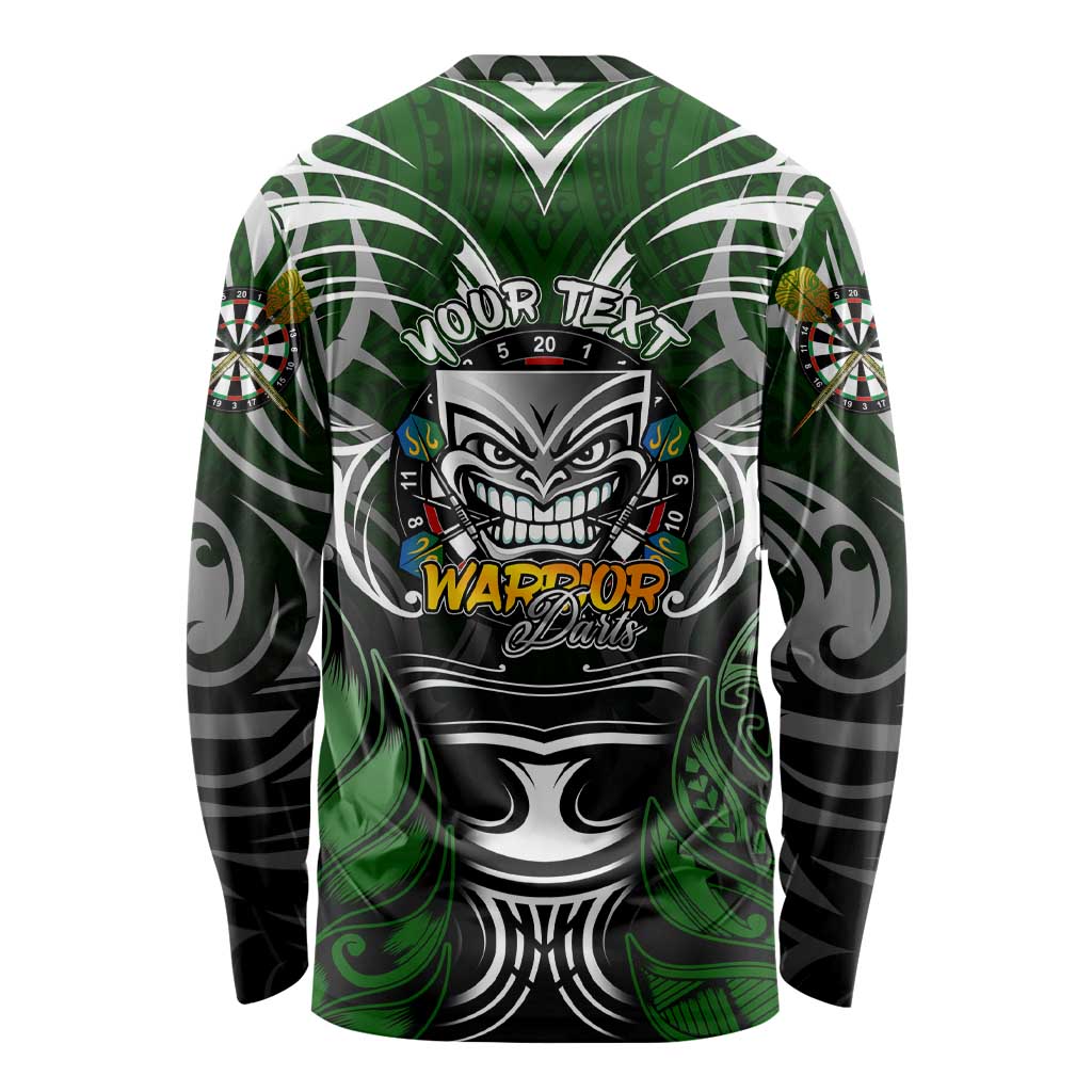 Personalised Warriors Maori Darts Long Sleeve Shirt New Zealand Darts Silver Fern DT02 - Polynesian Pride