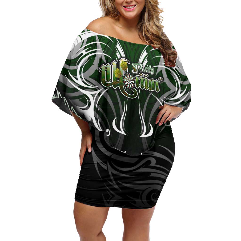 Personalised Warriors Maori Darts Off Shoulder Short Dress New Zealand Darts Silver Fern