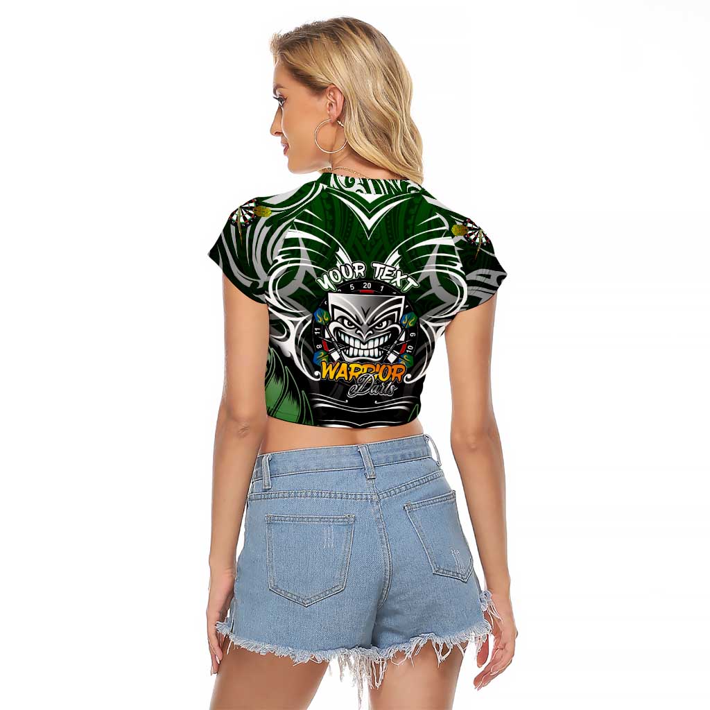 Personalised Warriors Maori Darts Raglan Cropped T Shirt New Zealand Darts Silver Fern DT02 - Polynesian Pride