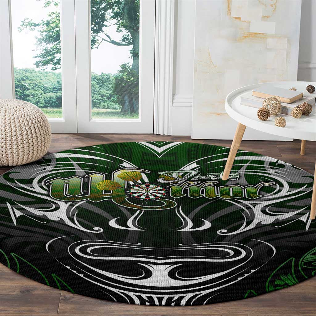 Warriors Maori Darts Round Carpet New Zealand Darts Silver Fern
