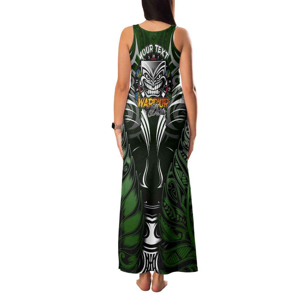 Personalised Warriors Maori Darts Tank Maxi Dress New Zealand Darts Silver Fern