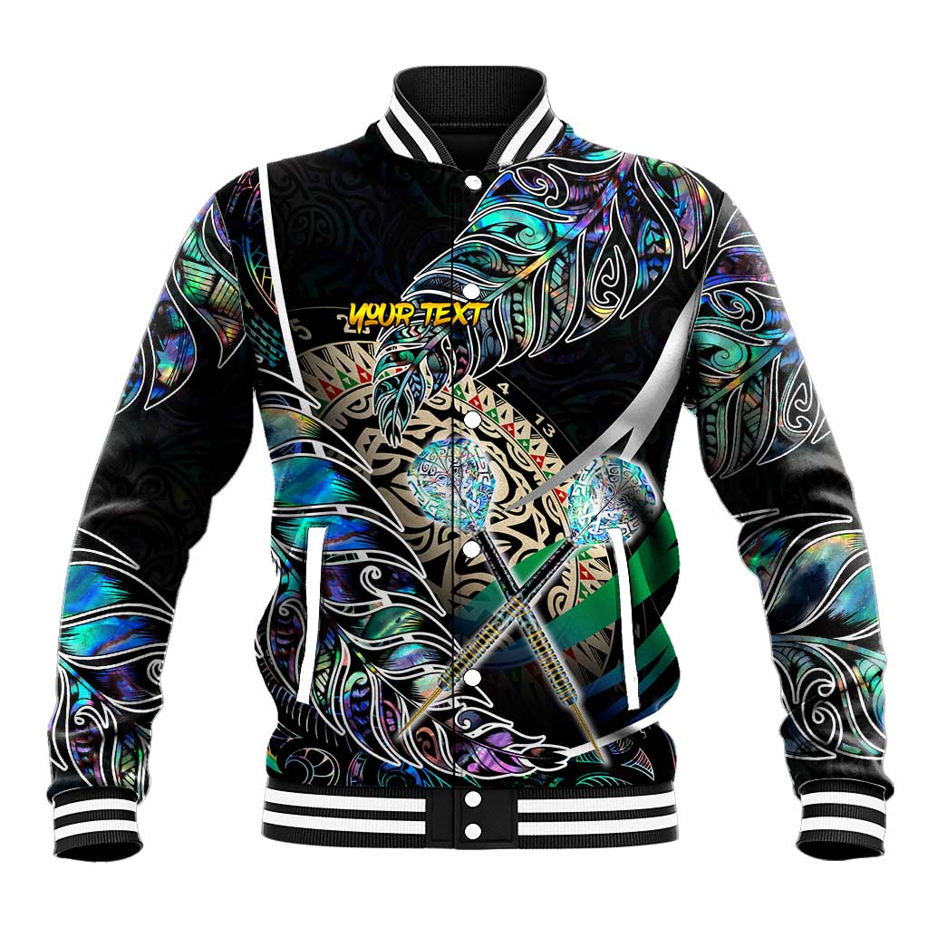 Personalised New Zealand Darts Baseball Jacket NZ Paua Shell Maori Fern