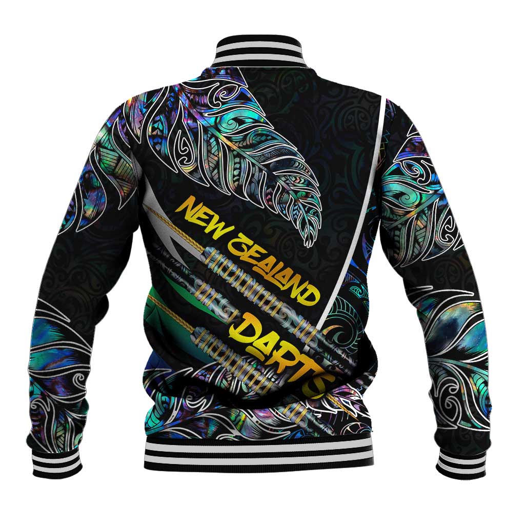Personalised New Zealand Darts Baseball Jacket NZ Paua Shell Maori Fern