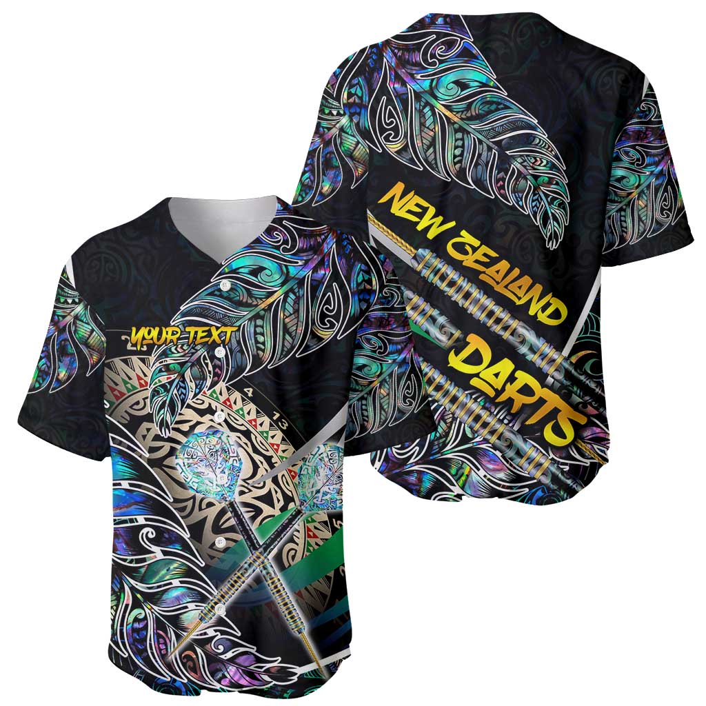 Personalised New Zealand Darts Baseball Jersey NZ Paua Shell Maori Fern