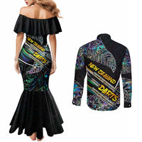 Personalised New Zealand Darts Couples Matching Mermaid Dress and Long Sleeve Button Shirt NZ Paua Shell Maori Fern