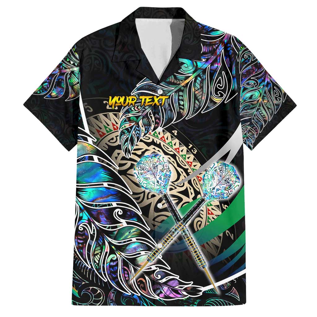 Personalised New Zealand Darts Family Matching Off Shoulder Short Dress and Hawaiian Shirt NZ Paua Shell Maori Fern