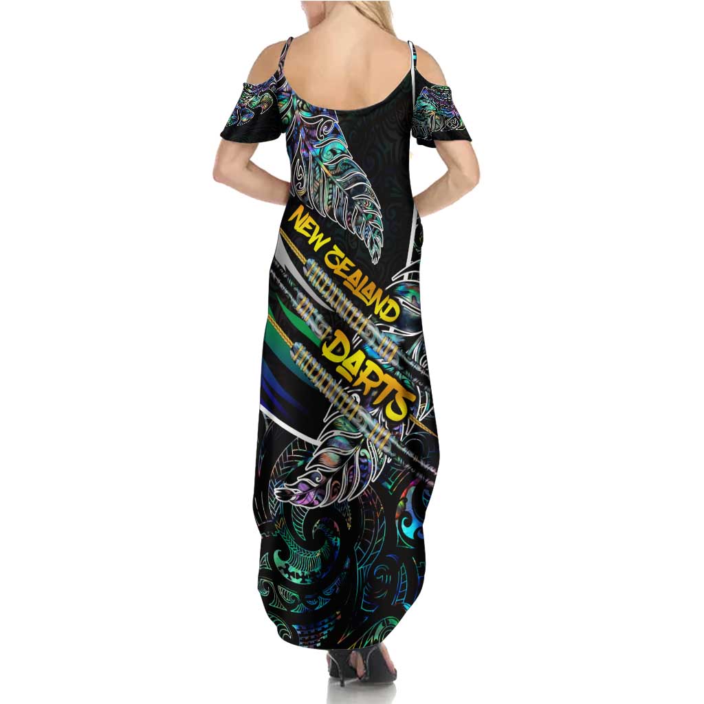 Personalised New Zealand Darts Family Matching Summer Maxi Dress and Hawaiian Shirt NZ Paua Shell Maori Fern