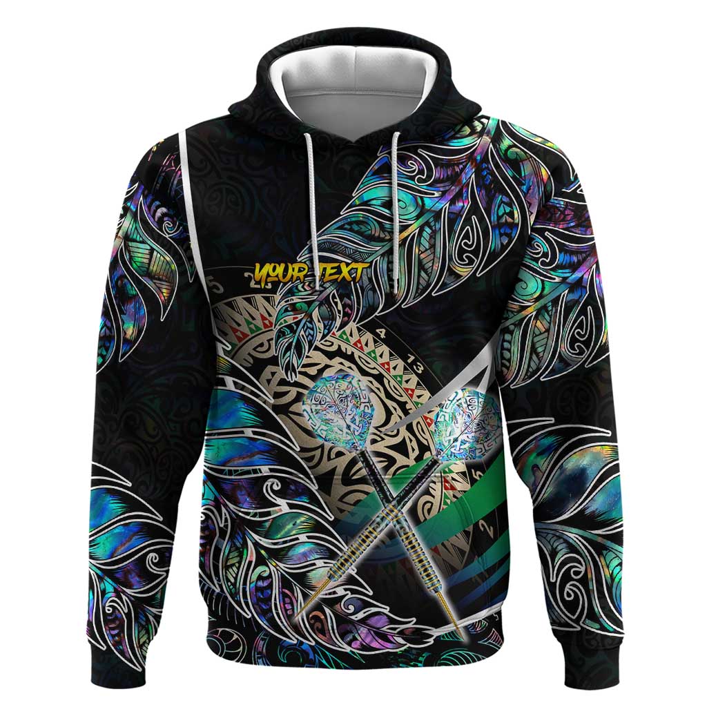 Personalised New Zealand Darts Hoodie NZ Paua Shell Maori Fern
