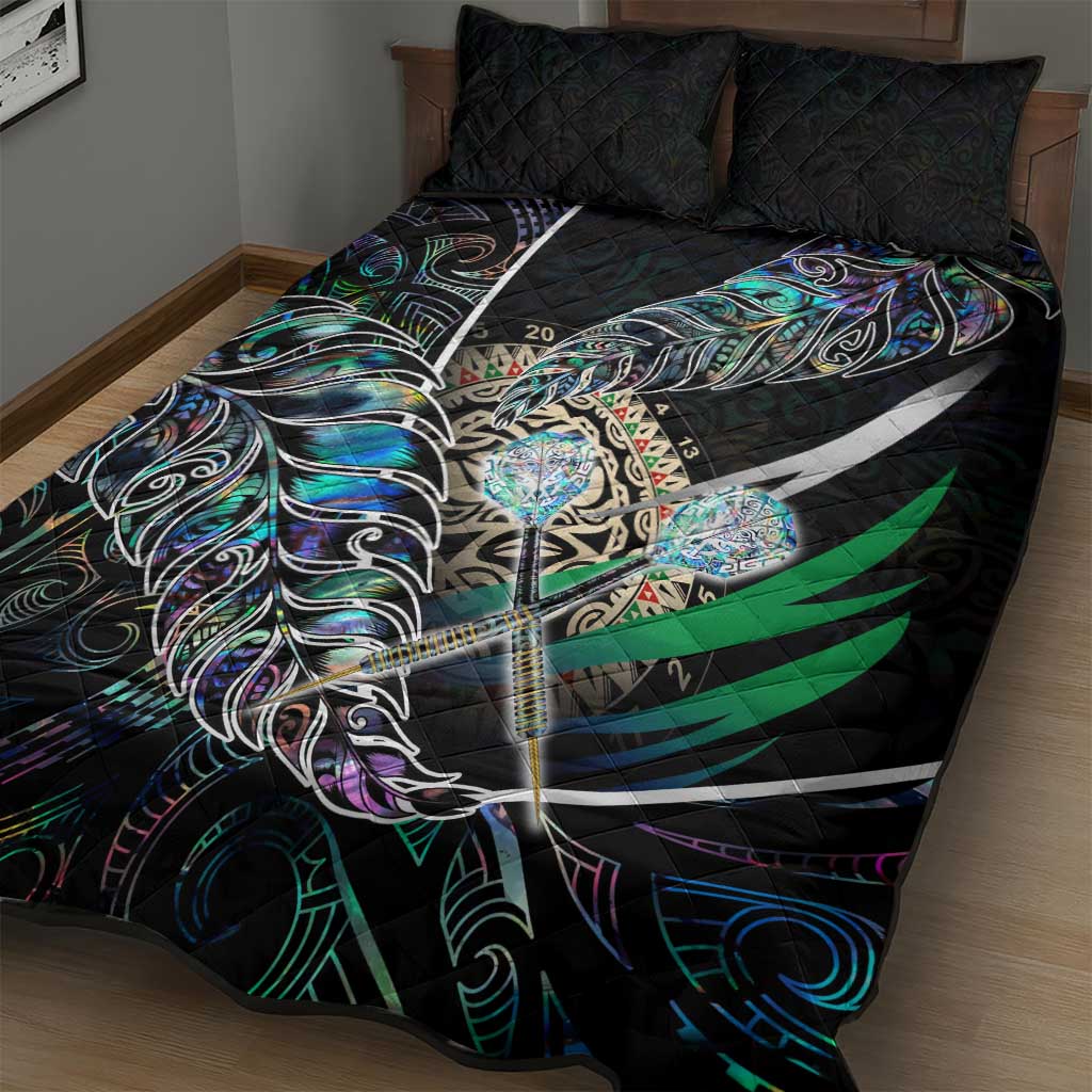 New Zealand Darts Quilt Bed Set NZ Paua Shell Maori Fern