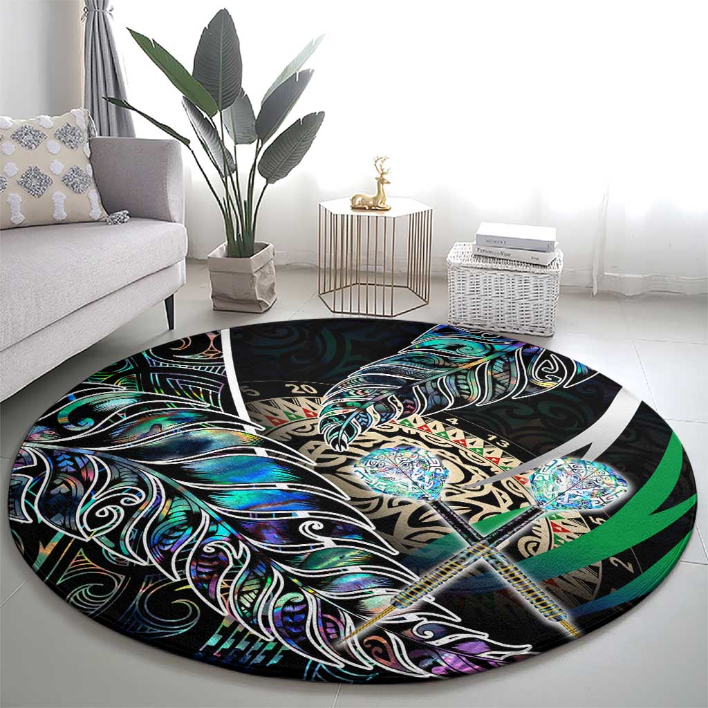 New Zealand Darts Round Carpet NZ Paua Shell Maori Fern