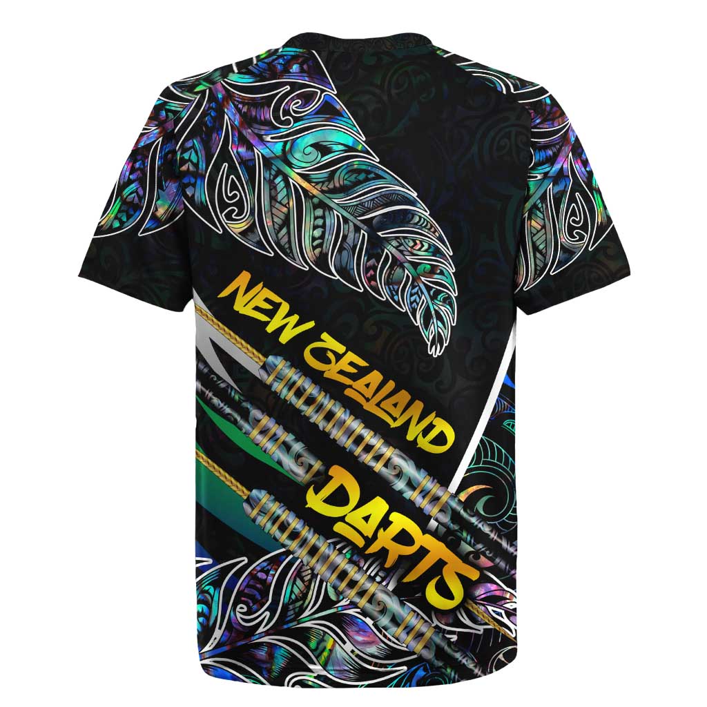 Personalised New Zealand Darts Rugby Jersey NZ Paua Shell Maori Fern