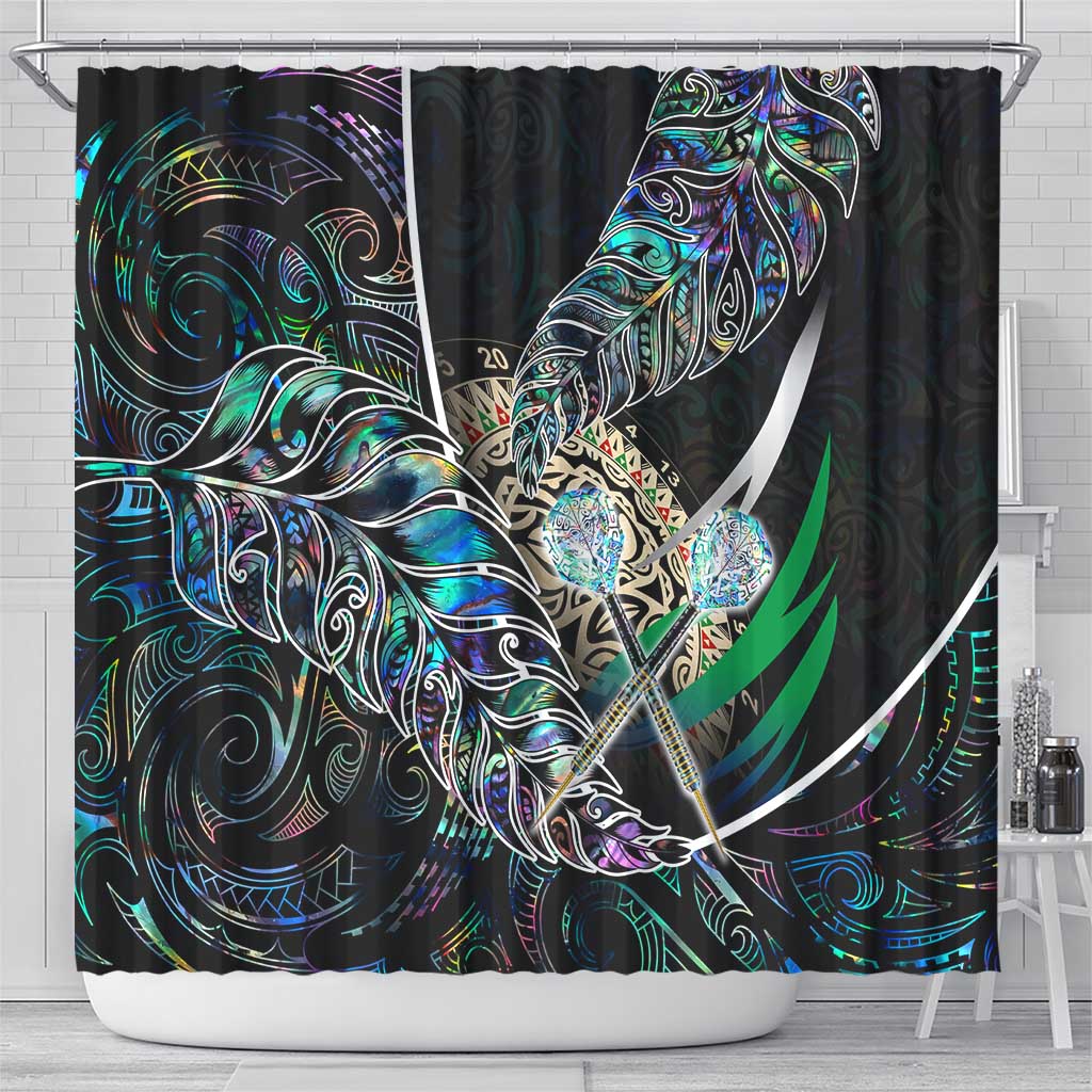New Zealand Darts Shower Curtain NZ Paua Shell Maori Fern