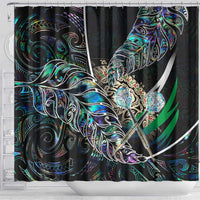 New Zealand Darts Shower Curtain NZ Paua Shell Maori Fern