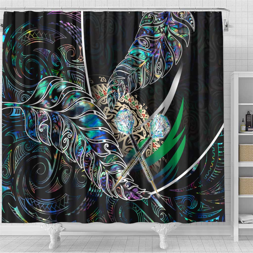 New Zealand Darts Shower Curtain NZ Paua Shell Maori Fern