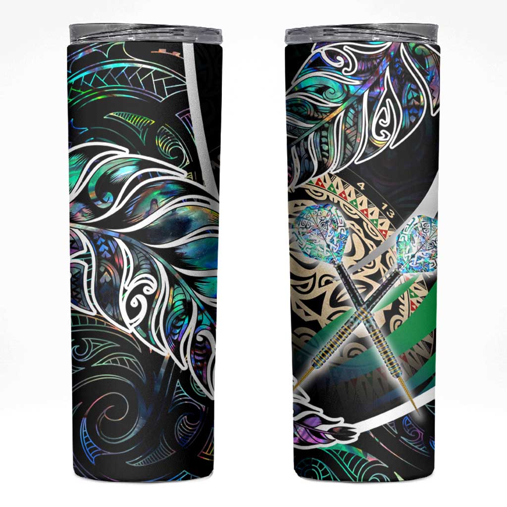 New Zealand Darts Skinny Tumbler NZ Paua Shell Maori Fern