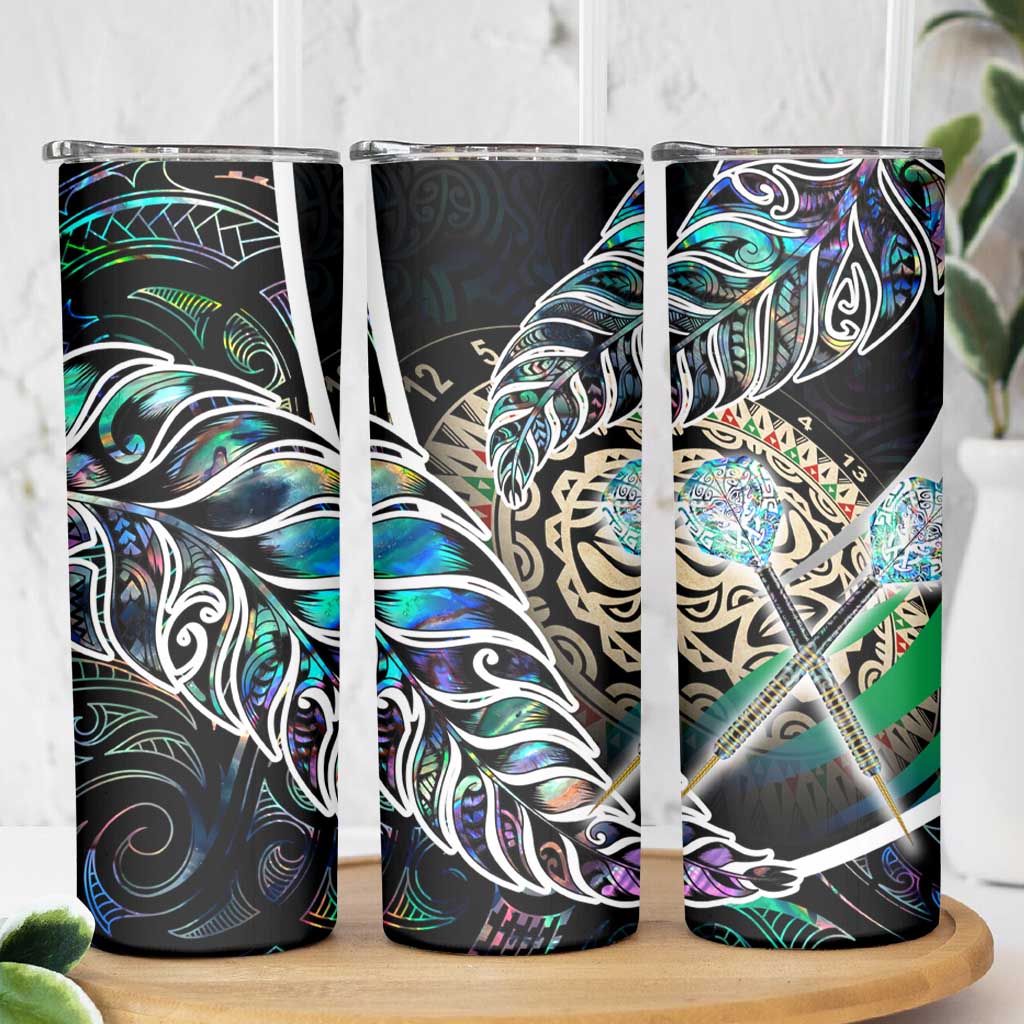 New Zealand Darts Skinny Tumbler NZ Paua Shell Maori Fern