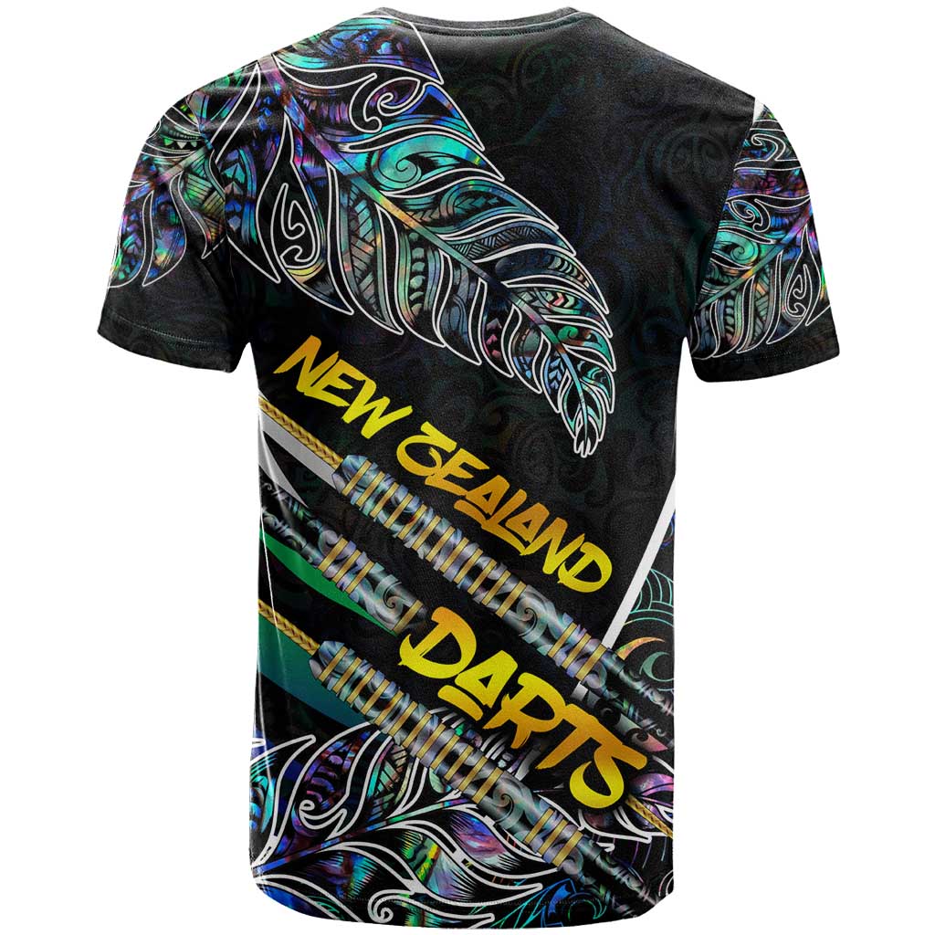 Personalised New Zealand Darts T Shirt NZ Paua Shell Maori Fern