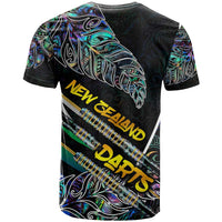 Personalised New Zealand Darts T Shirt NZ Paua Shell Maori Fern