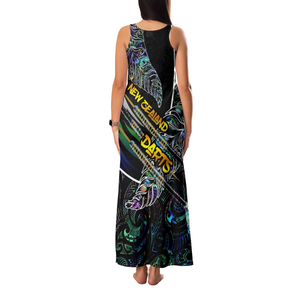 Personalised New Zealand Darts Tank Maxi Dress NZ Paua Shell Maori Fern