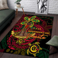 Vanuatu 45th Independence Anniversary Area Rug Flower Melanesian Namele Turtle DT02 Black - Polynesian Pride