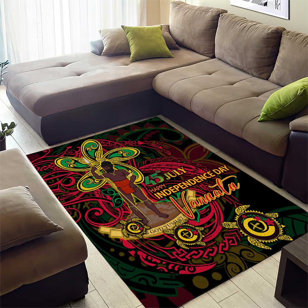 Vanuatu 45th Independence Anniversary Area Rug Flower Melanesian Namele Turtle DT02 - Polynesian Pride