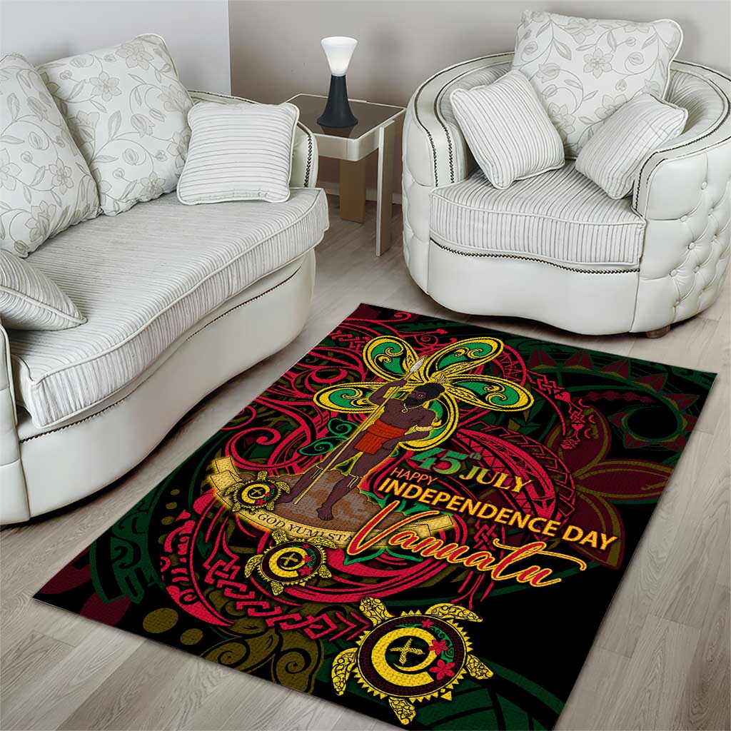Vanuatu 45th Independence Anniversary Area Rug Flower Melanesian Namele Turtle DT02 - Polynesian Pride