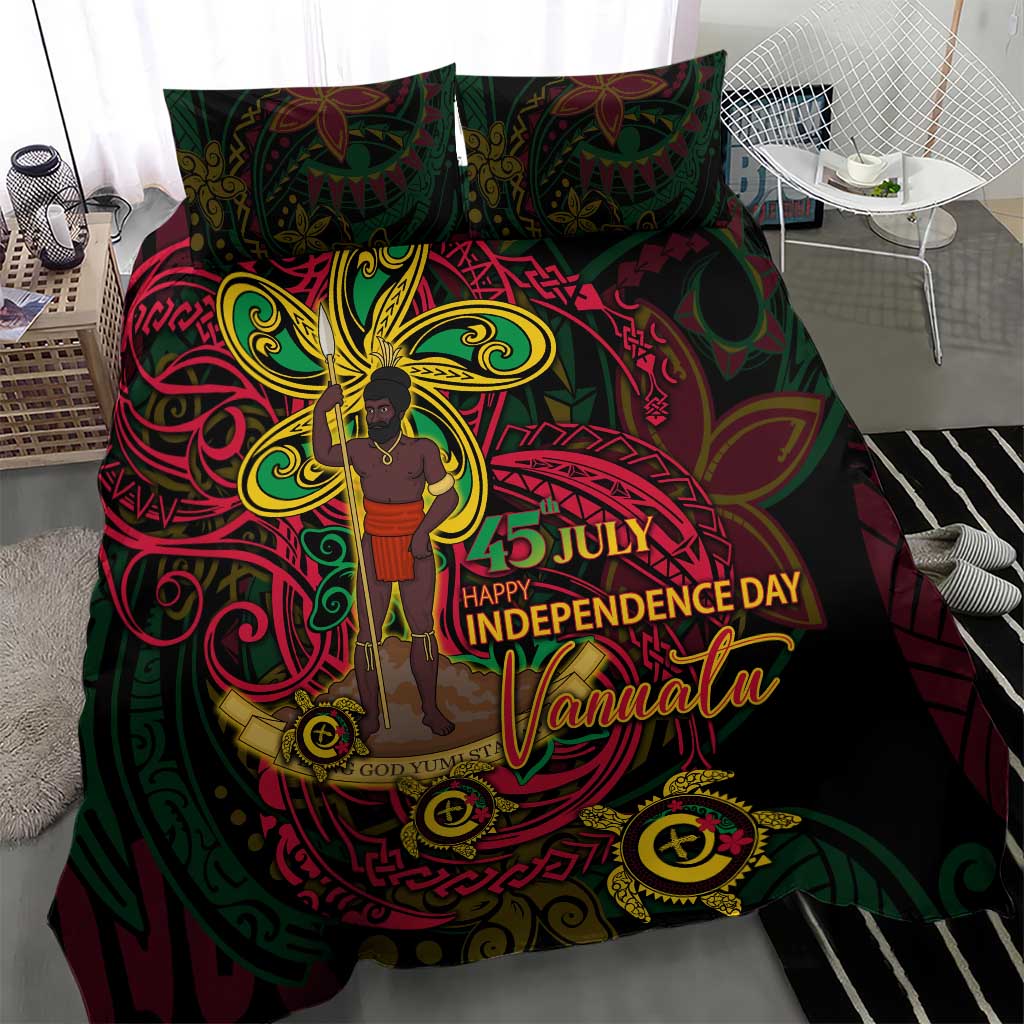 Vanuatu 45th Independence Anniversary Bedding Set Flower Melanesian Namele Turtle - Polynesian Pride