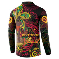 Custom Vanuatu 45th Independence Anniversary Button Sweatshirt Flower Melanesian Namele Turtle - Polynesian Pride