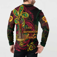 Custom Vanuatu 45th Independence Anniversary Button Sweatshirt Flower Melanesian Namele Turtle - Polynesian Pride
