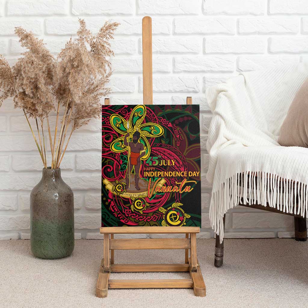 Vanuatu 45th Independence Anniversary Canvas Wall Art Flower Melanesian Namele Turtle - Polynesian Pride