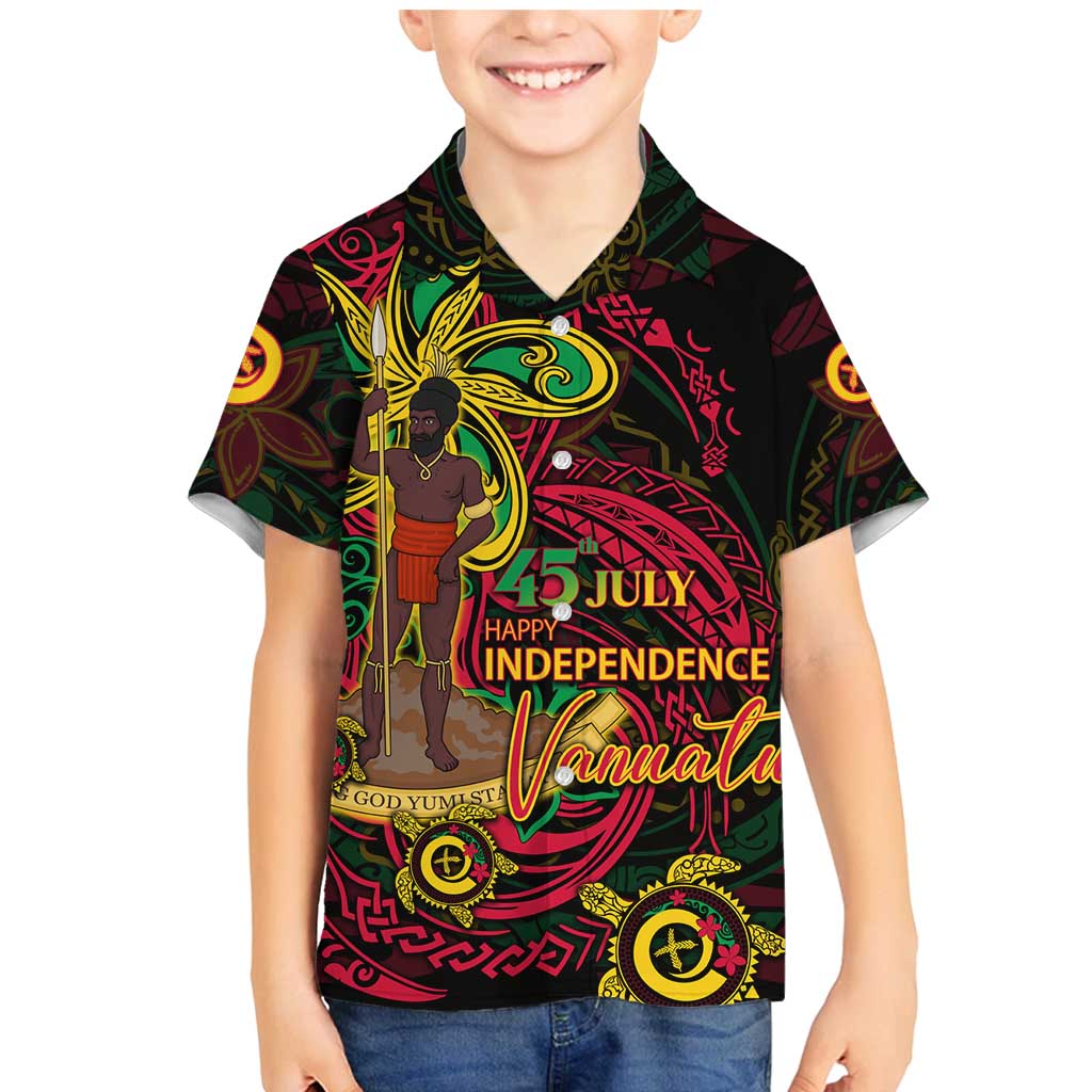 Custom Vanuatu 45th Independence Anniversary Family Matching Mermaid Dress and Hawaiian Shirt Flower Melanesian Namele Turtle - Polynesian Pride