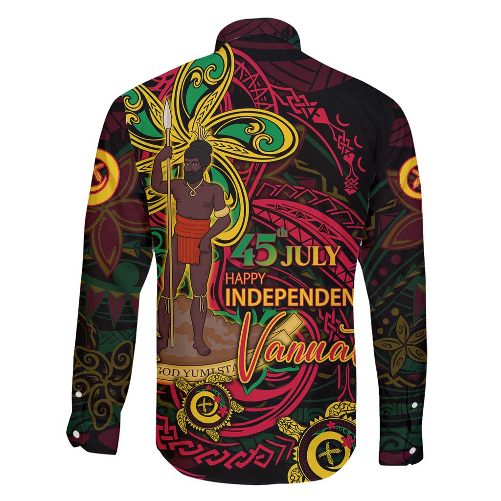 Custom Vanuatu 45th Independence Anniversary Family Matching Short Sleeve Bodycon Dress and Hawaiian Shirt Flower Melanesian Namele Turtle - Polynesian Pride
