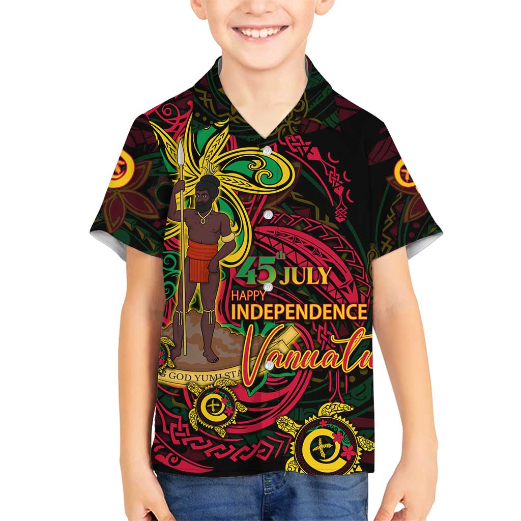 Custom Vanuatu 45th Independence Anniversary Family Matching Summer Maxi Dress and Hawaiian Shirt Flower Melanesian Namele Turtle - Polynesian Pride