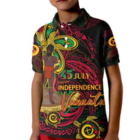 Custom Vanuatu 45th Independence Anniversary Kid Polo Shirt Flower Melanesian Namele Turtle - Polynesian Pride