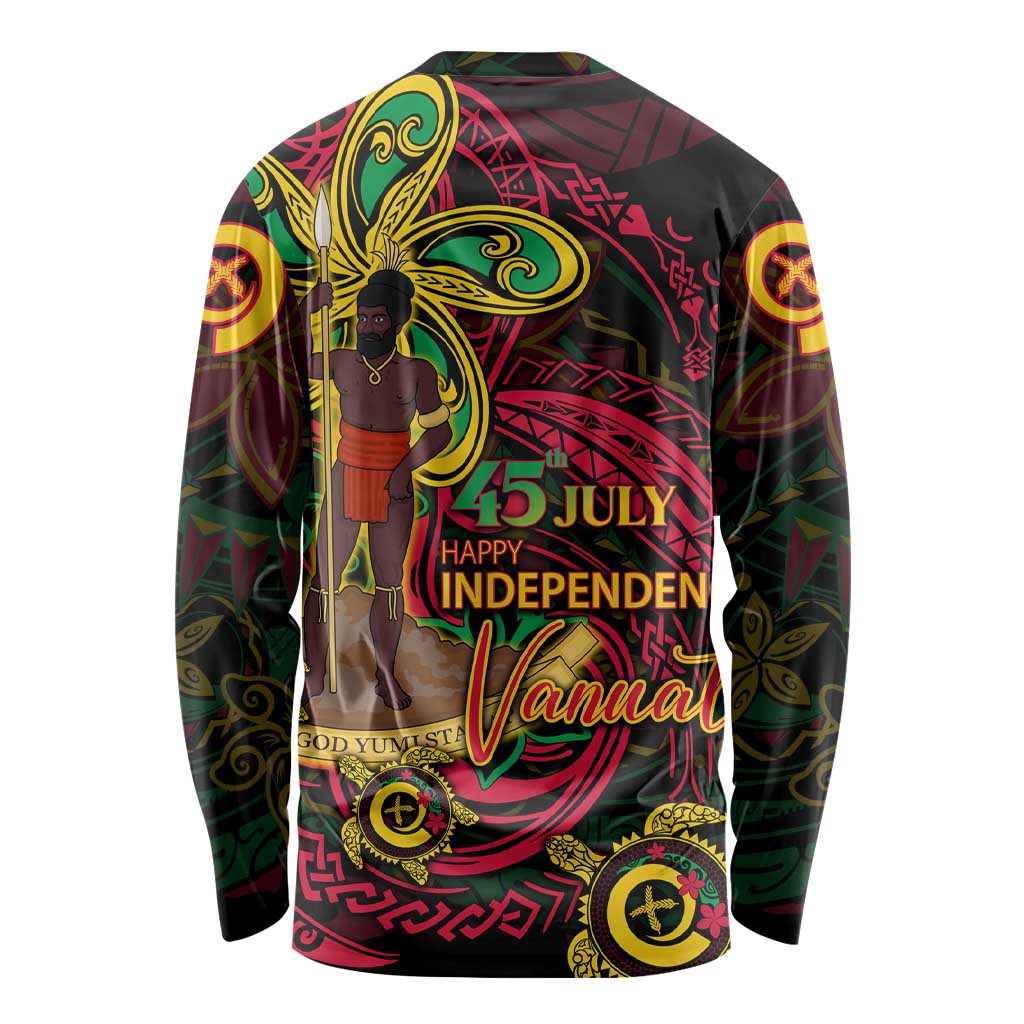 Custom Vanuatu 45th Independence Anniversary Long Sleeve Shirt Flower Melanesian Namele Turtle DT02 - Polynesian Pride