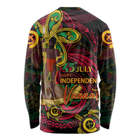 Custom Vanuatu 45th Independence Anniversary Long Sleeve Shirt Flower Melanesian Namele Turtle DT02 - Polynesian Pride