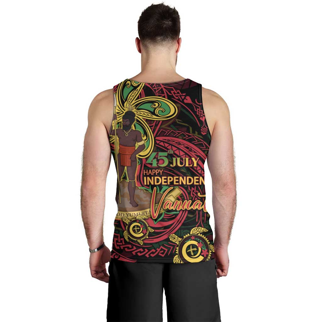 Custom Vanuatu 45th Independence Anniversary Men Tank Top Flower Melanesian Namele Turtle - Polynesian Pride
