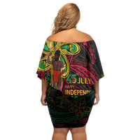 Custom Vanuatu 45th Independence Anniversary Off Shoulder Short Dress Flower Melanesian Namele Turtle - Polynesian Pride