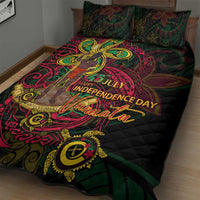 Vanuatu 45th Independence Anniversary Quilt Bed Set Flower Melanesian Namele Turtle - Polynesian Pride