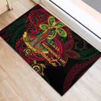 Vanuatu 45th Independence Anniversary Rubber Doormat Flower Melanesian Namele Turtle - Polynesian Pride